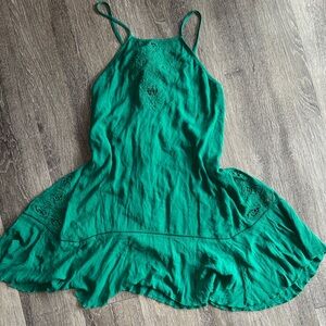 Free People Emerald Green Embroidered Dress
